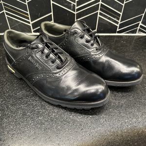FootJoy Mens Golf Size 8.5 M GreenJoys Oxford Triple Black Leather 45534 Shoes
